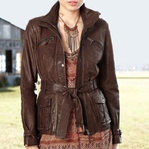 Peruvian Connection Estancia belted cognac  leather jacket women's size …